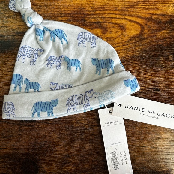 Janie and Jack White and Blue Zebra Kids Hat - Picture 2 of 3